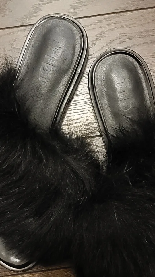 Tibi Kellen Black Shearling brazilian fur slides image indicator(2)