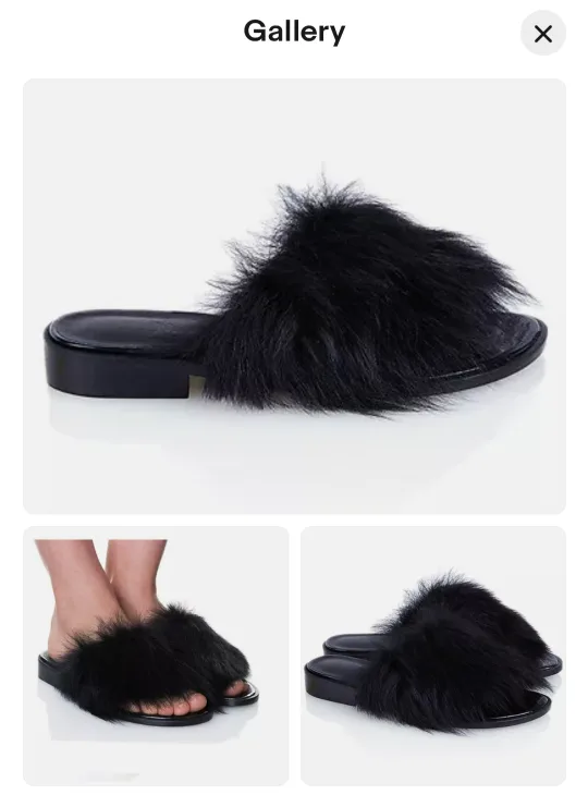 Tibi Kellen Black Shearling brazilian fur slides image indicator(4)