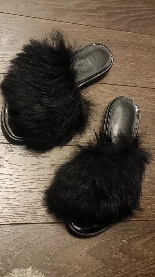 Tibi Kellen Black Shearling brazilian fur slides image indicator(5)