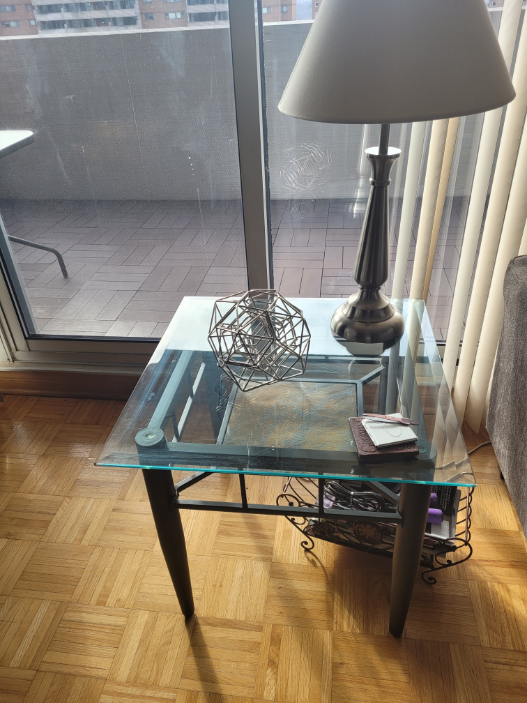 Glass and Metal End Table - photo 2