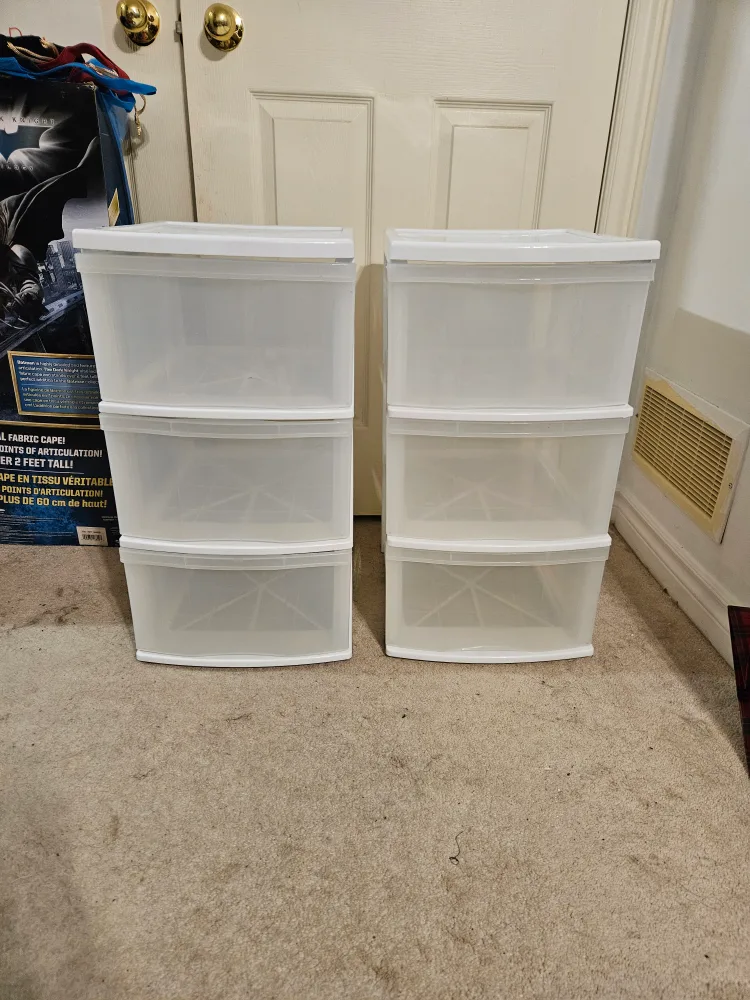 2 plastic storage drawers thumbnail