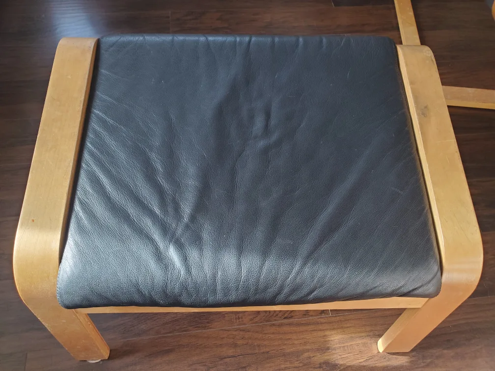 Ikea poang black leather chair image indicator(6)