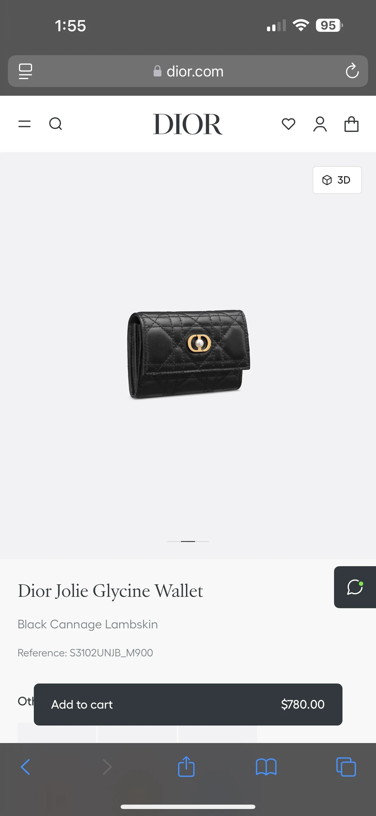Brand New Dior Black Lambskin Jolie Glycine Wallet image indicator(10)