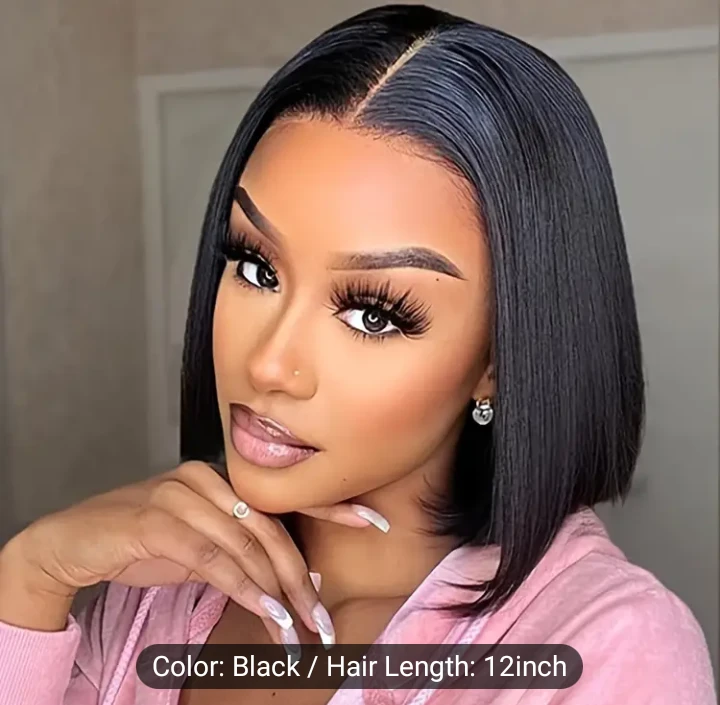 12-inch Black Bob Wig