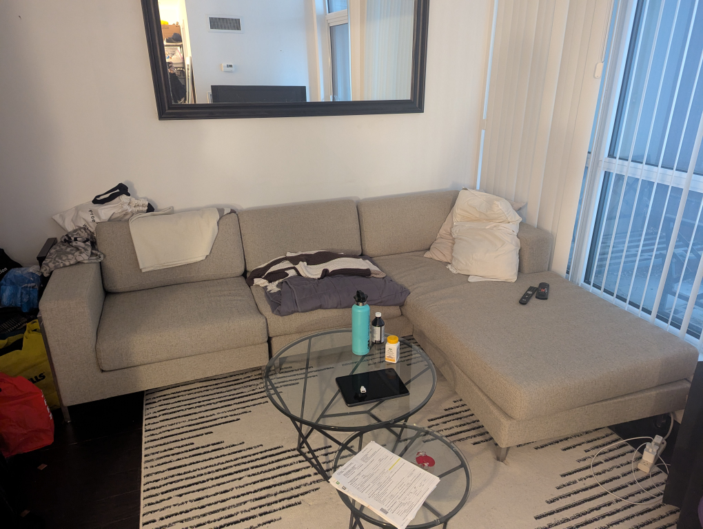 Light Grey Sectional Sofa with Chaise Lounge