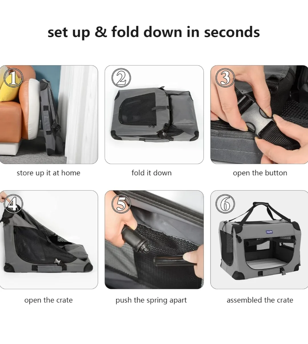 Portable Dog or Cat Collapsible Travel Crate 24x17x17 image indicator(6)