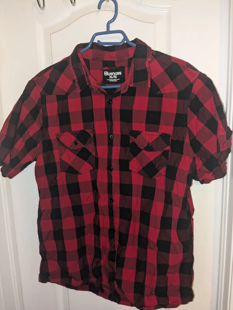 Bluenotes Red and Black Plaid Button-Up Shirt thumbnail