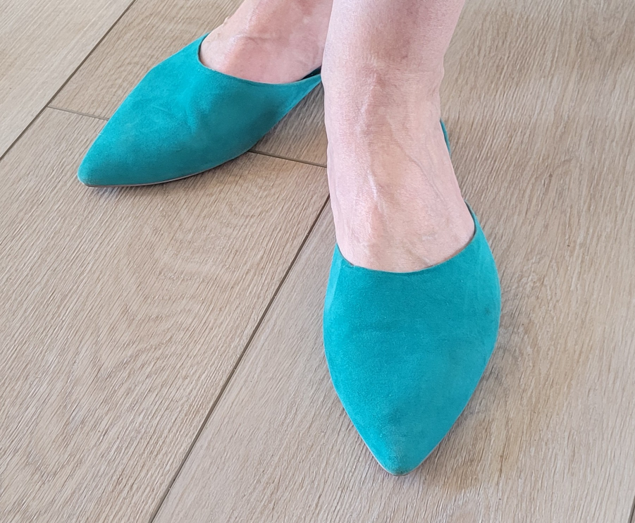 Women's Teal Suede Mules