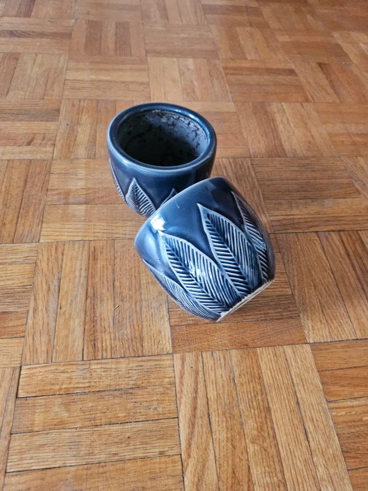 Pair of Blue Ceramic Planters thumbnail