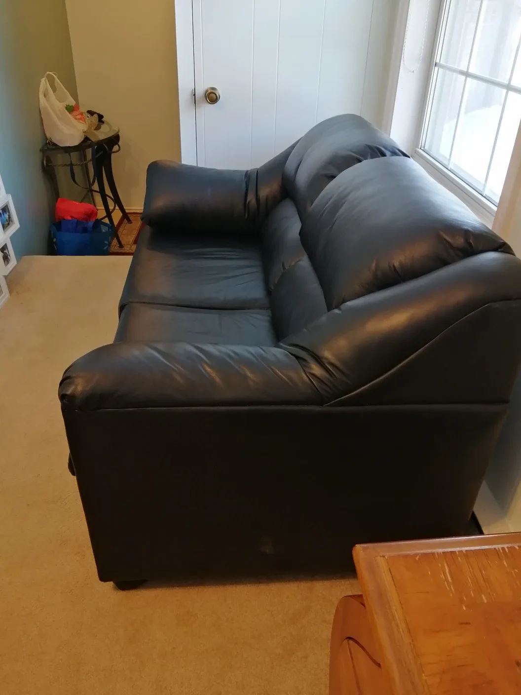 Black Faux Leather Loveseat image indicator(2)