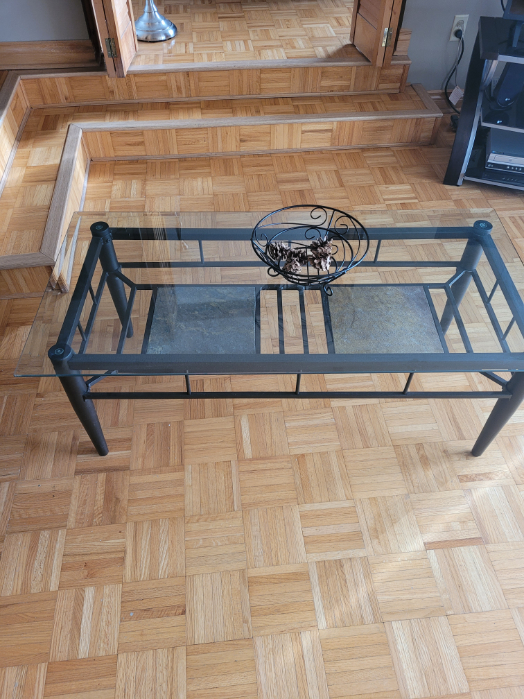 Glass and Metal Coffee Table