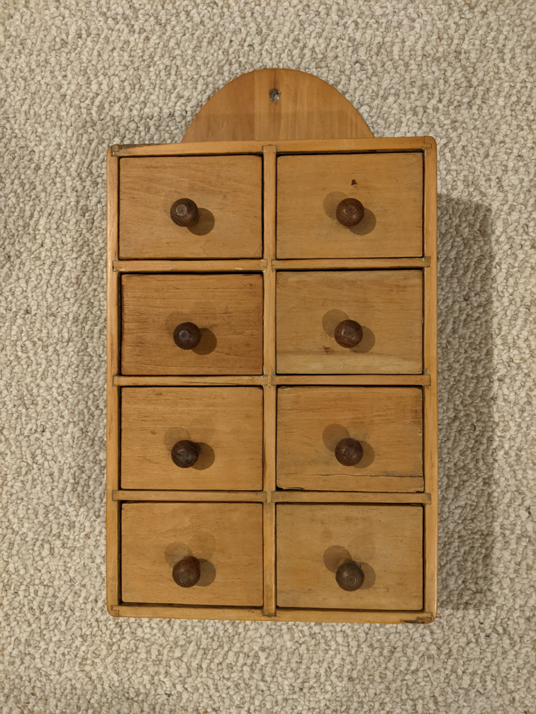 Antique Pine Wooden Spice Cabinet