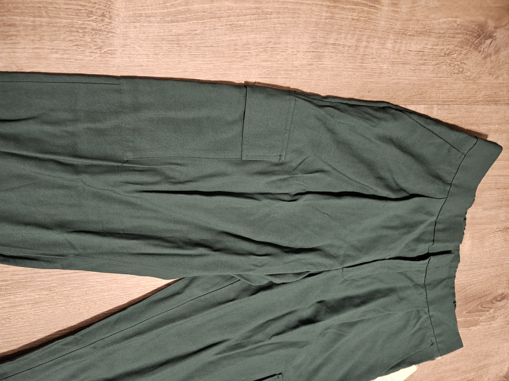 Women's Dark Green Cargo Pants with Elastic Waistband - photo 4