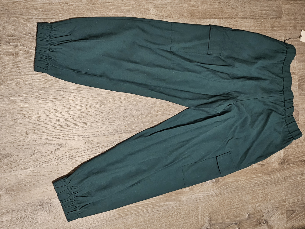 Women's Dark Green Cargo Pants with Elastic Waistband - photo 5