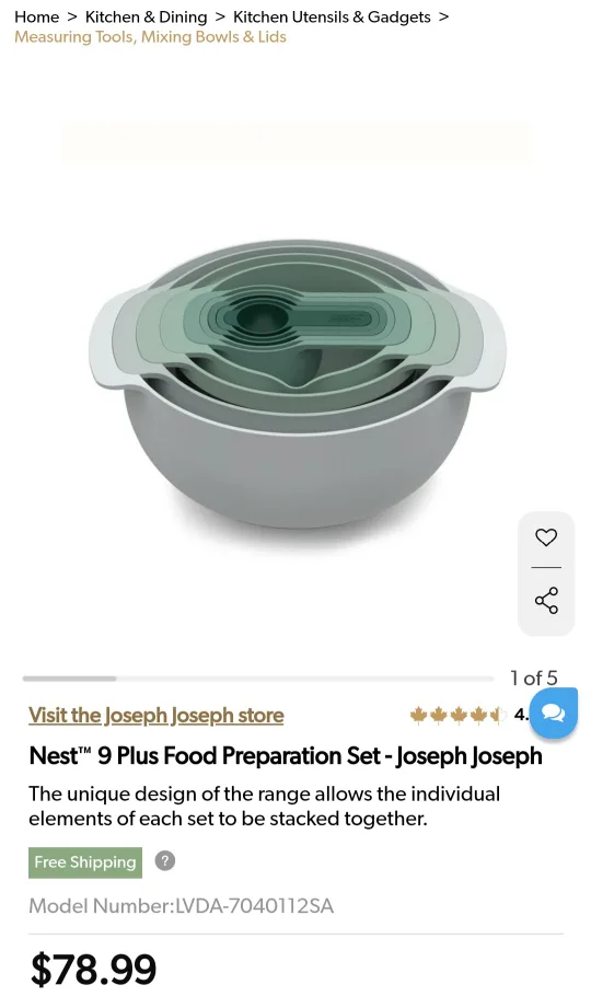 Joseph Joseph 9-Piece Compact  Mixing Bowl and Measuring Cup Set image indicator(3)
