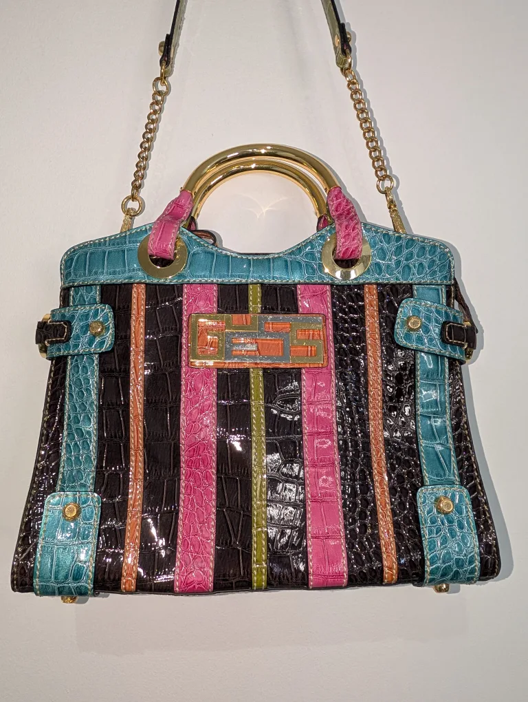 Y2K Guess Multicoloured Crocodile-Embossed Handbag thumbnail