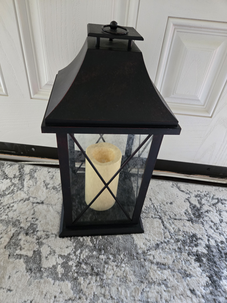 Black Metal Lantern with LED Candle - photo 2