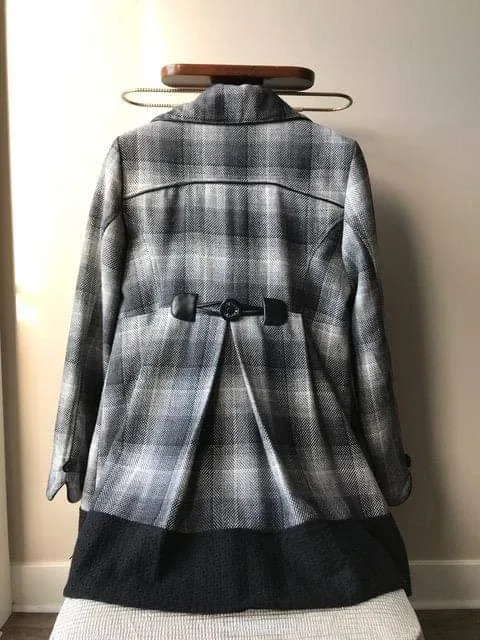 Women's Grey and Black Plaid Coat image indicator(4)