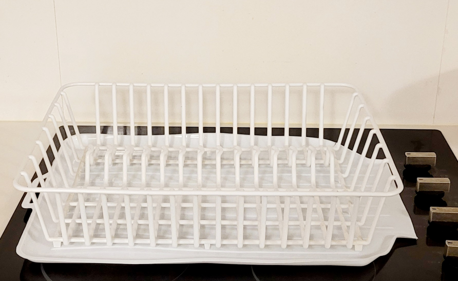 White Dish Rack with Drip Tray