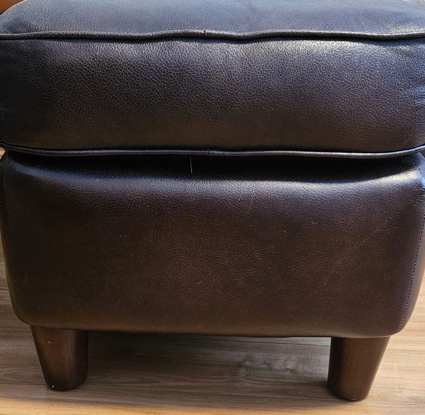 Dark Brown Leather Ottoman