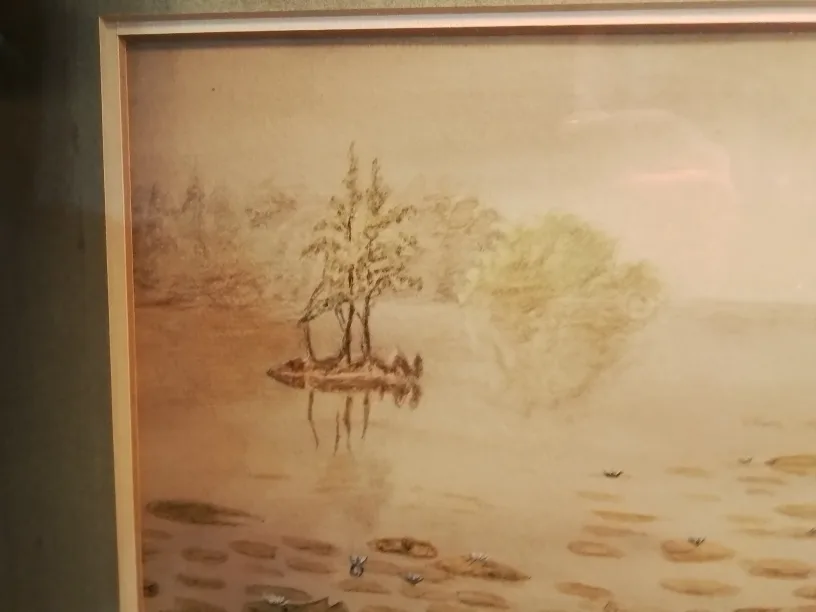 MCM Framed Evocative Beached Canoe Watercolour Painting 28"💚 image indicator(6)