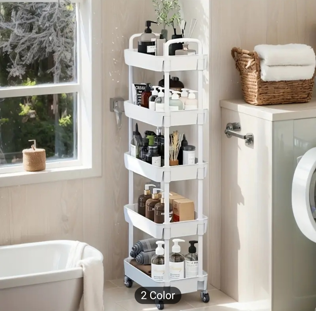 Five-Tier Rolling Storage Cart white color - photo 2