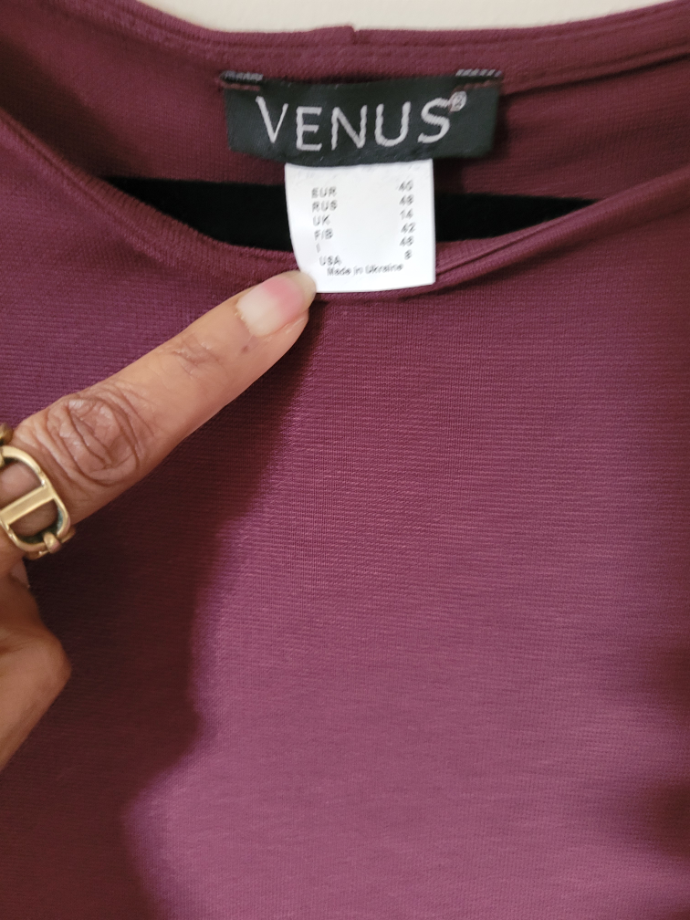Burgundy Dress with Faux Leather Peplum Detail - photo 4