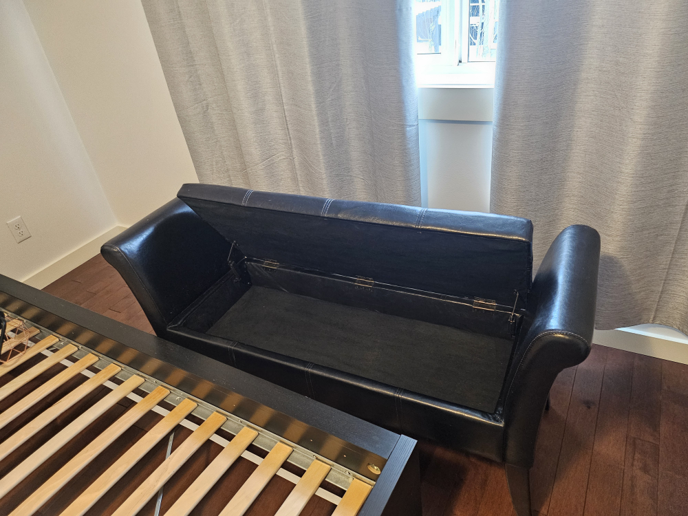 Black Storage Bench with Arms - photo 2