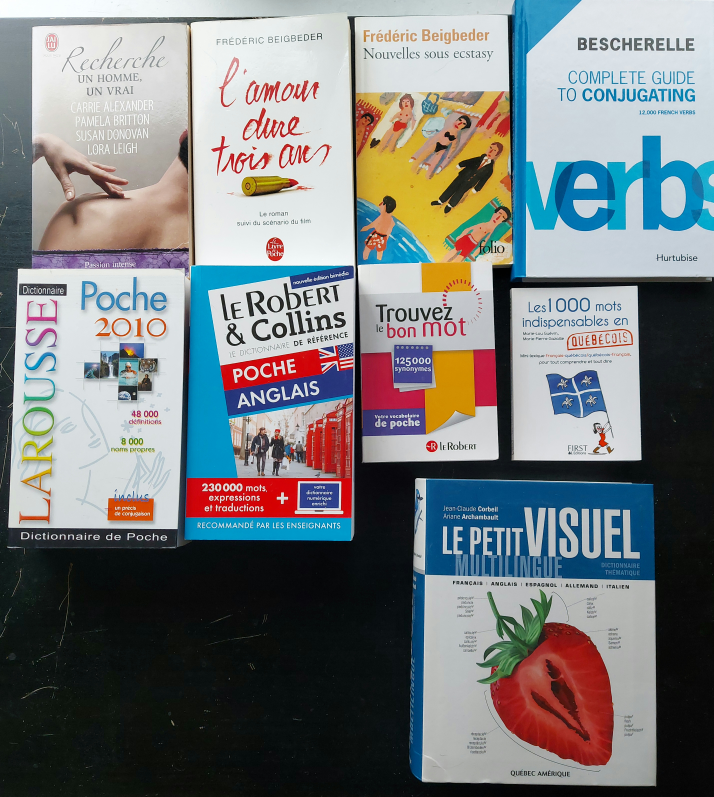 Lot of 9 French Language Books & Dictionaries