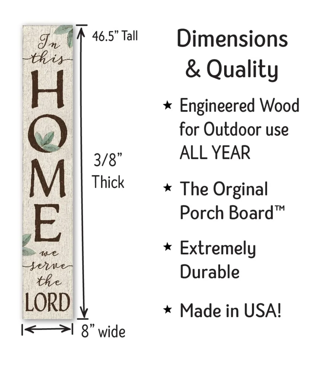 Welcome Sign, My Word! Serve the Lord, 8”x46.5” Porch Decor image indicator(4)