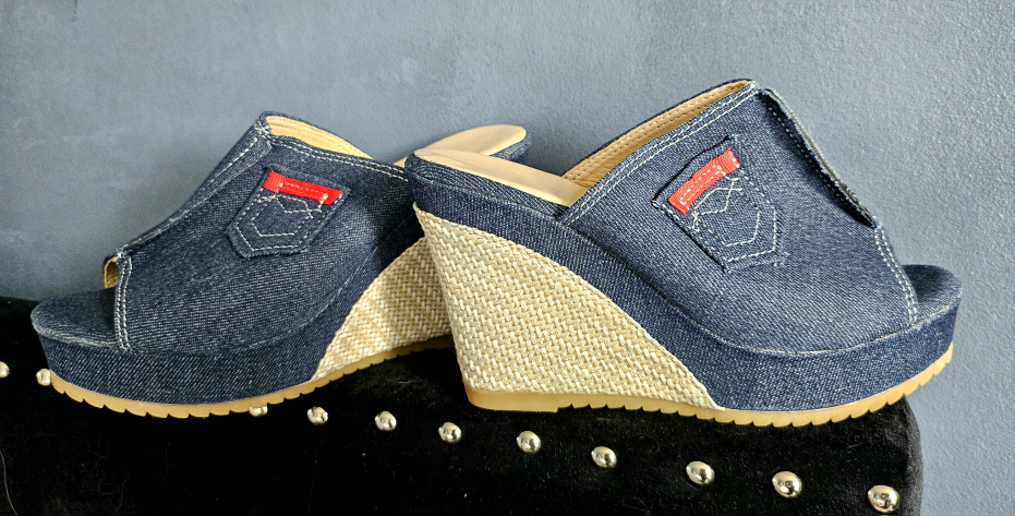 Women's Denim Wedge Sandals - photo 2