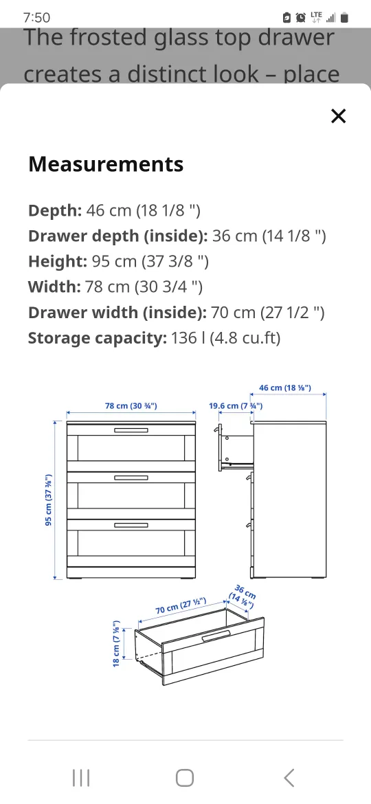 White IKEA MALM three-drawer dresser image indicator(4)