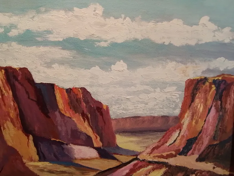 Vintage Southwestern Landscape Oil Painting image indicator(8)