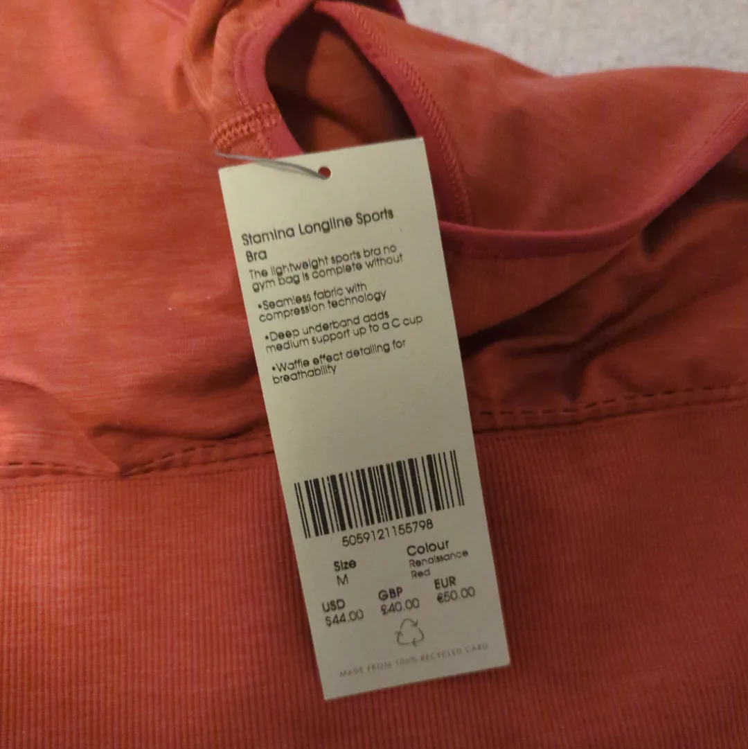 New Sweaty Betty Stamina Longline Sports Bra - Size M - Red image indicator(2)