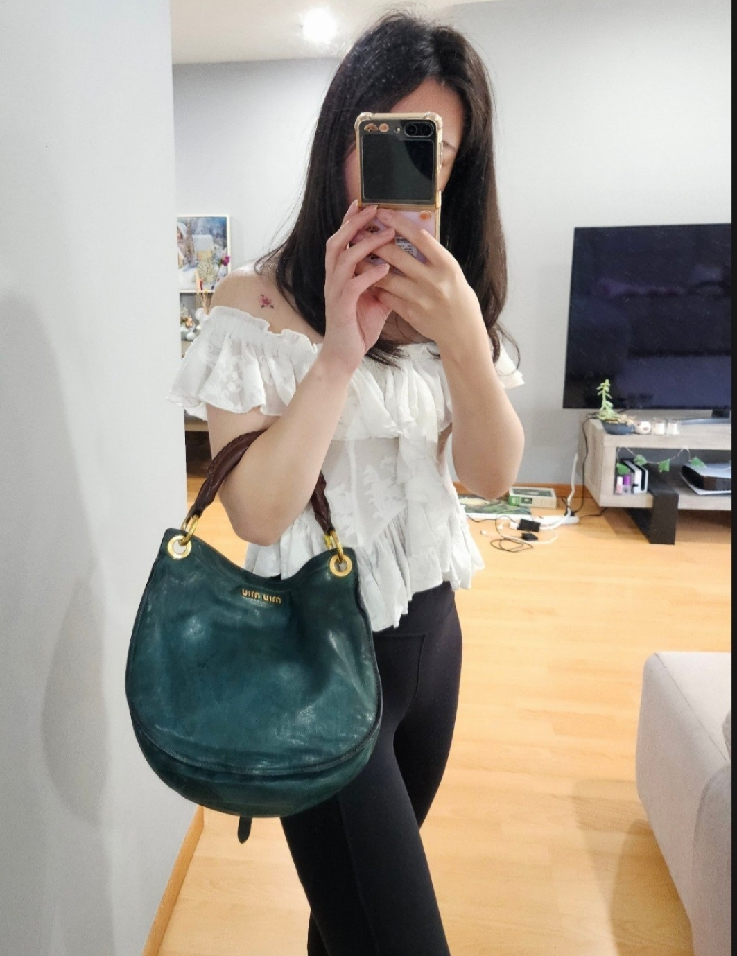 Authentic MIU MIU Vintage Teal Aviator Flap Hobo Bag - photo 4