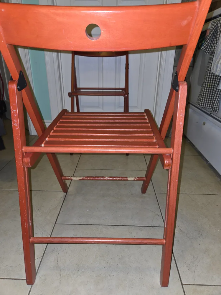 Pair of Red Folding Wooden Chairs image indicator(5)