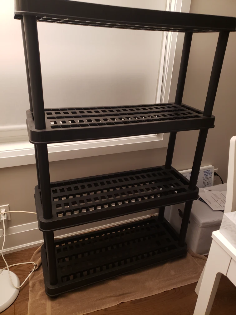 Black Plastic 4-Tier Shelving Unit