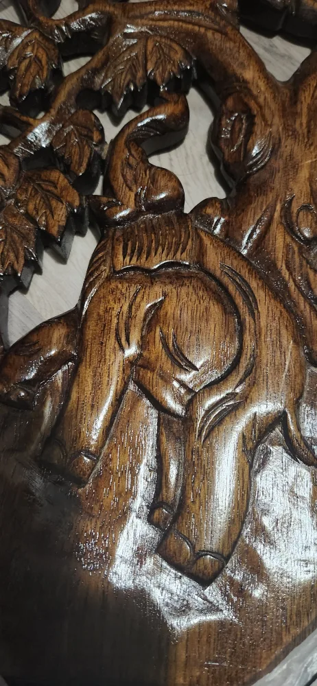 Hand Carved Wooden Elephant Wall Hanging image indicator(4)