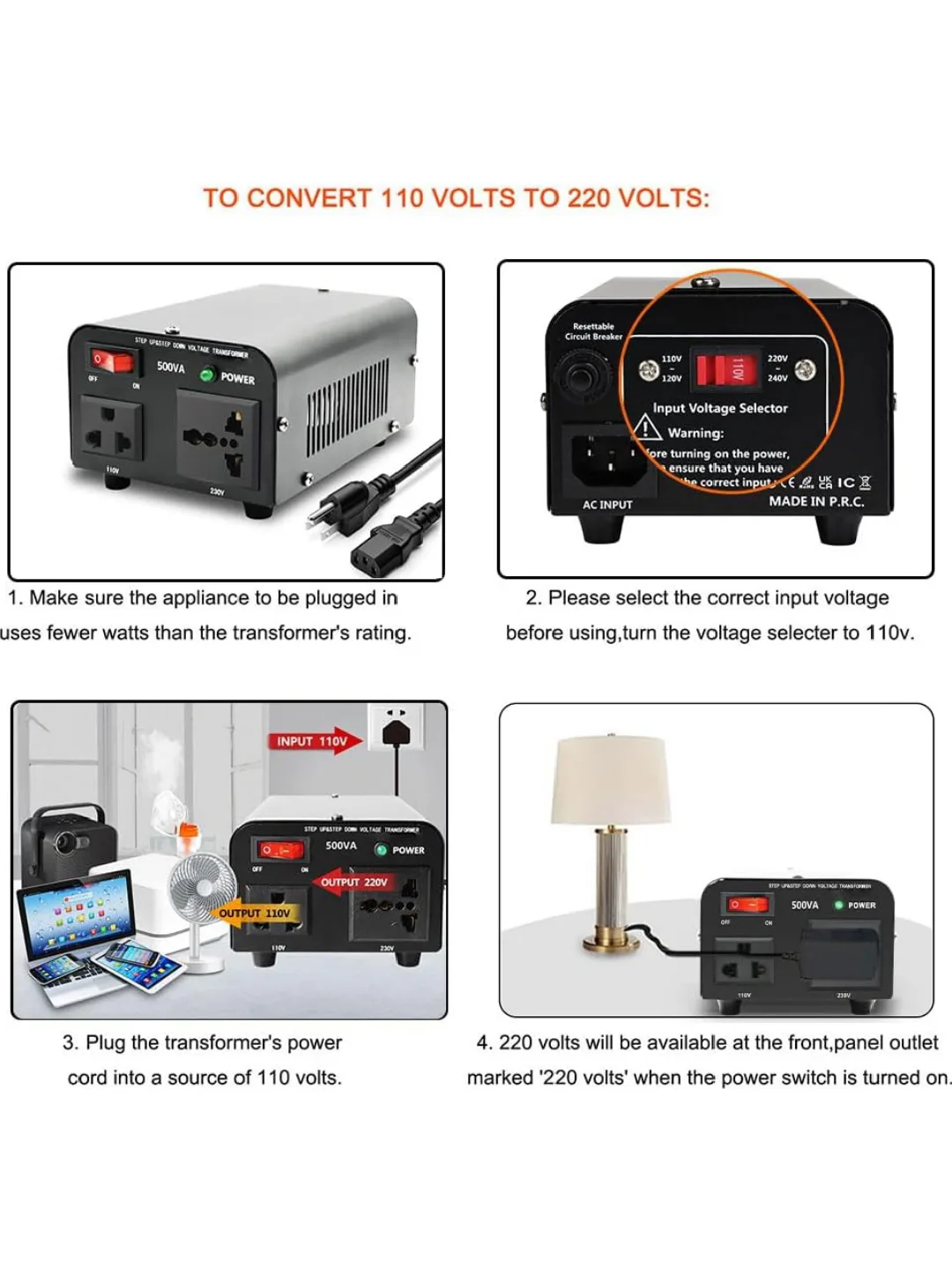 Step Up/Step Down Voltage Transformer 500W image indicator(4)