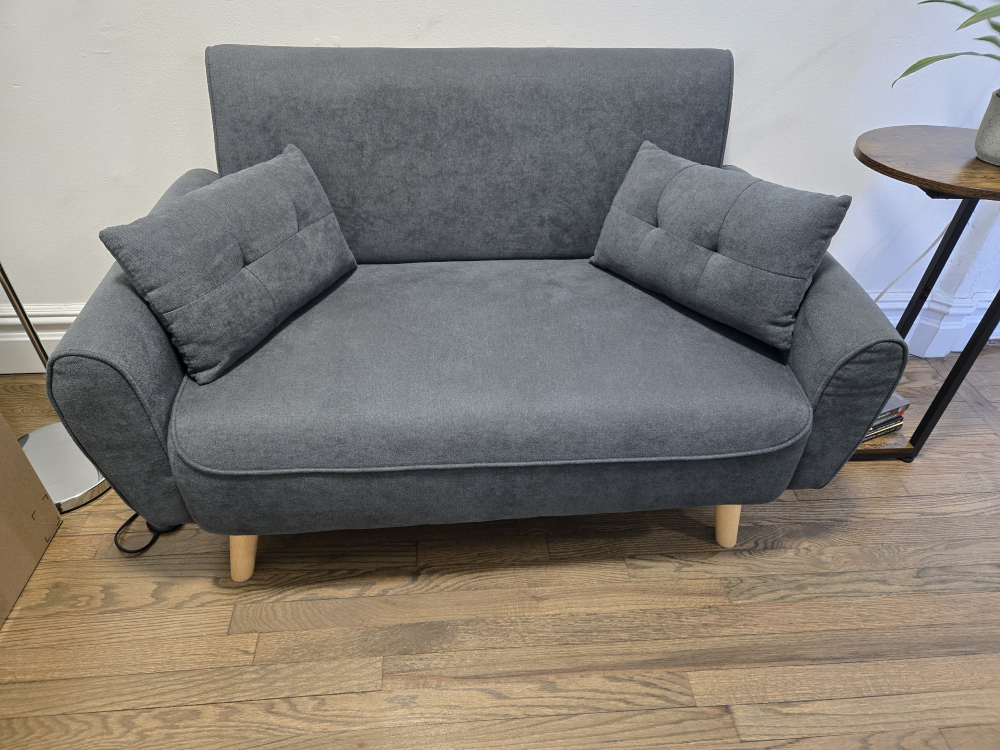 Dark Gray Rolled Arm Loveseat with Two Pillows - photo 2