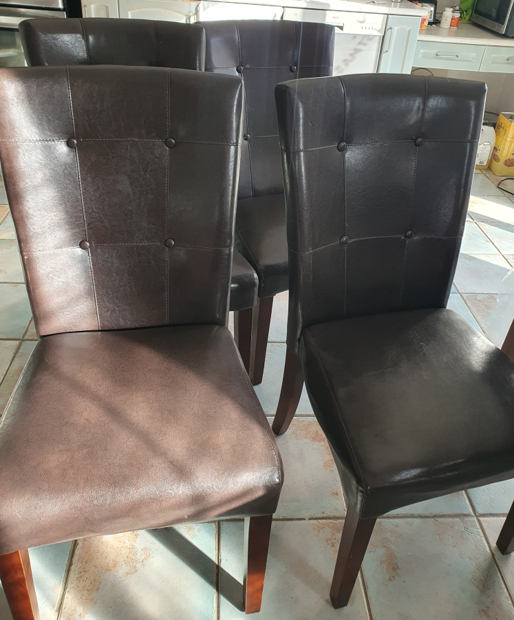 Set of 4 Brown Faux Leather Dining Chairs