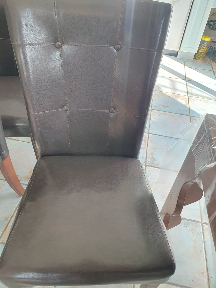 Set of 4 Brown Faux Leather Dining Chairs - photo 2