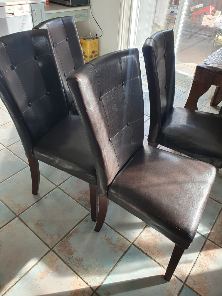 Set of 4 Brown Faux Leather Dining Chairs - photo 3