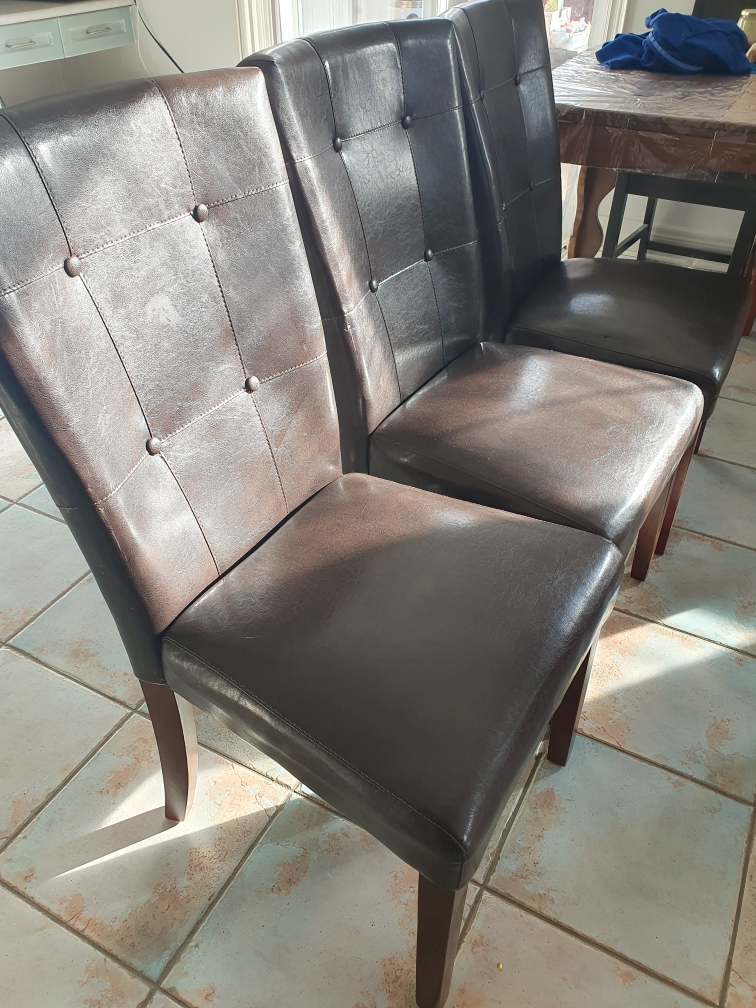Set of 4 Brown Faux Leather Dining Chairs - photo 4