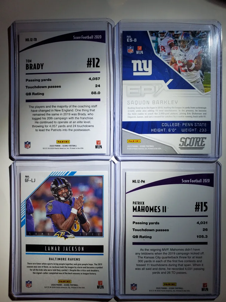 Football cards (Mahomes, Brady, Barkley and Jackson) image indicator(2)
