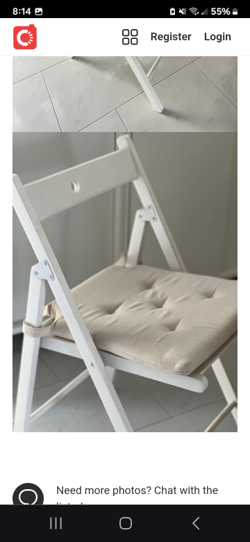 2 folding chairs :Frosvi Ikea White / removable fabric  pad