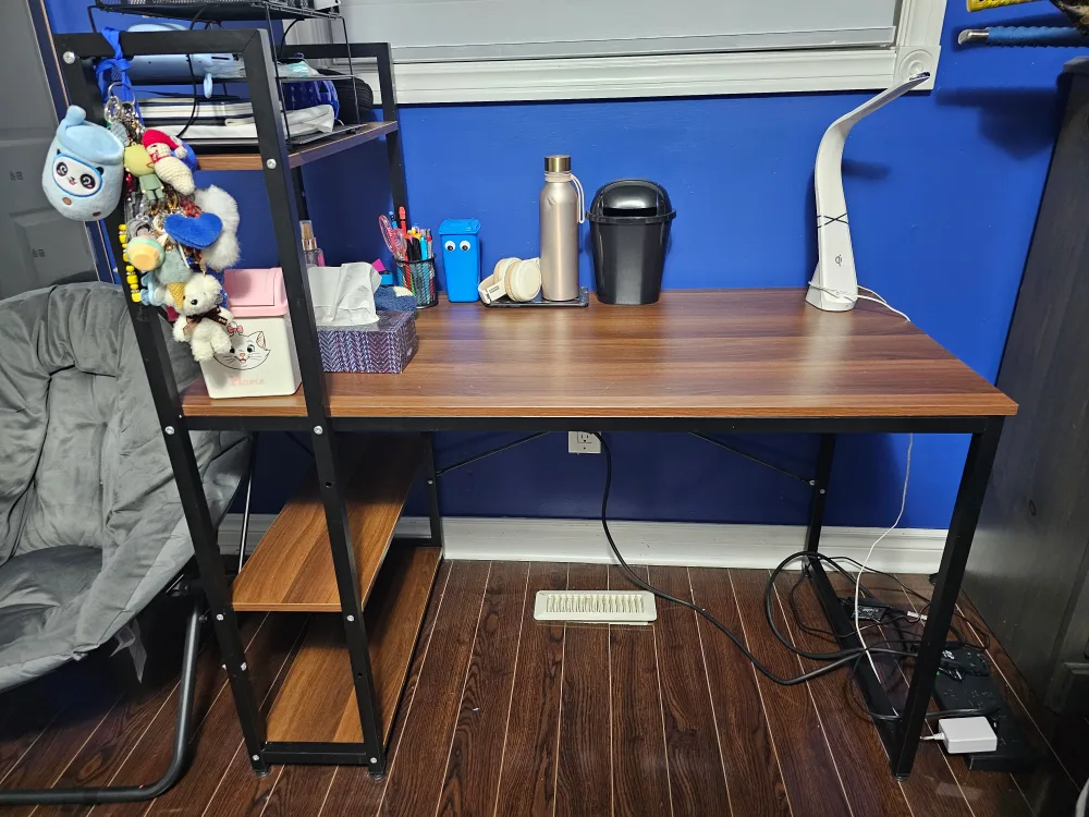 wooden desk with shelves thumbnail