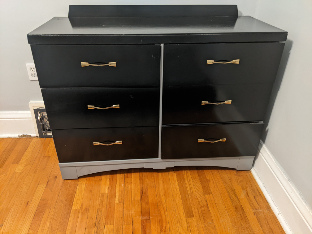 Mid-Century Modern Black & Grey Six-Drawer Dresser