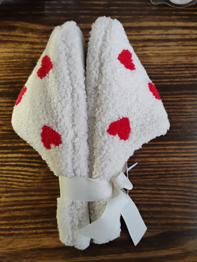 (8) Cozy Women's Slippers with Red Hearts image indicator(2)