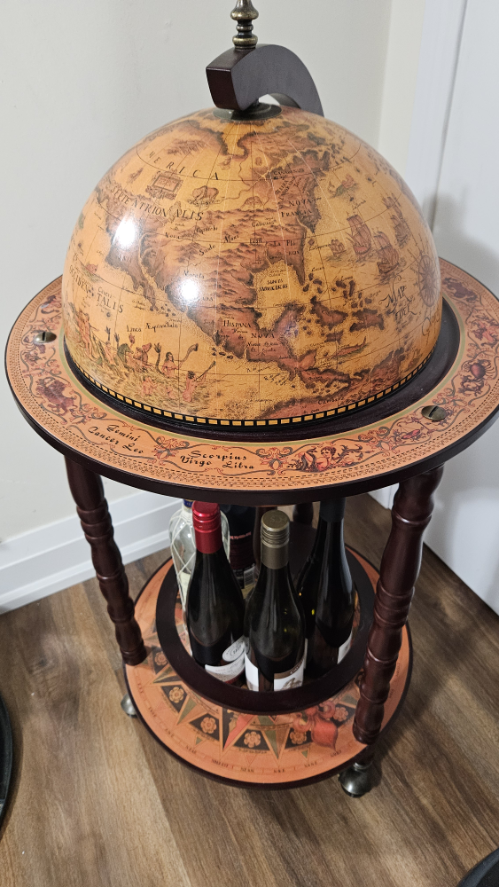 Vintage Wine and Liquor Globe Bar on Wheels - photo 3